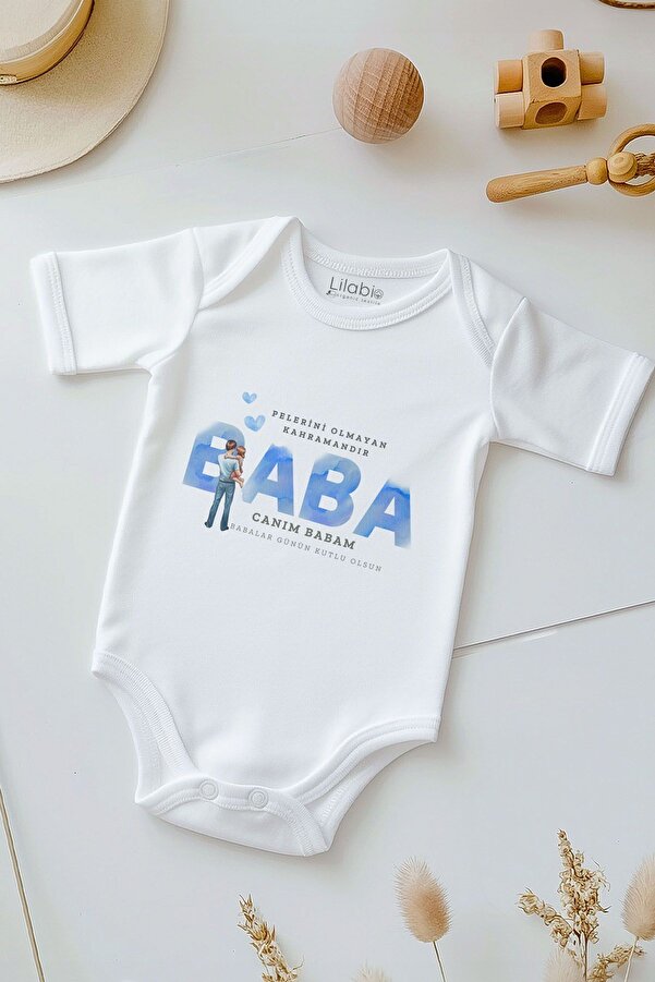 Lilabio %100 Pamuk Babalar Günü Bebek Body Zıbın