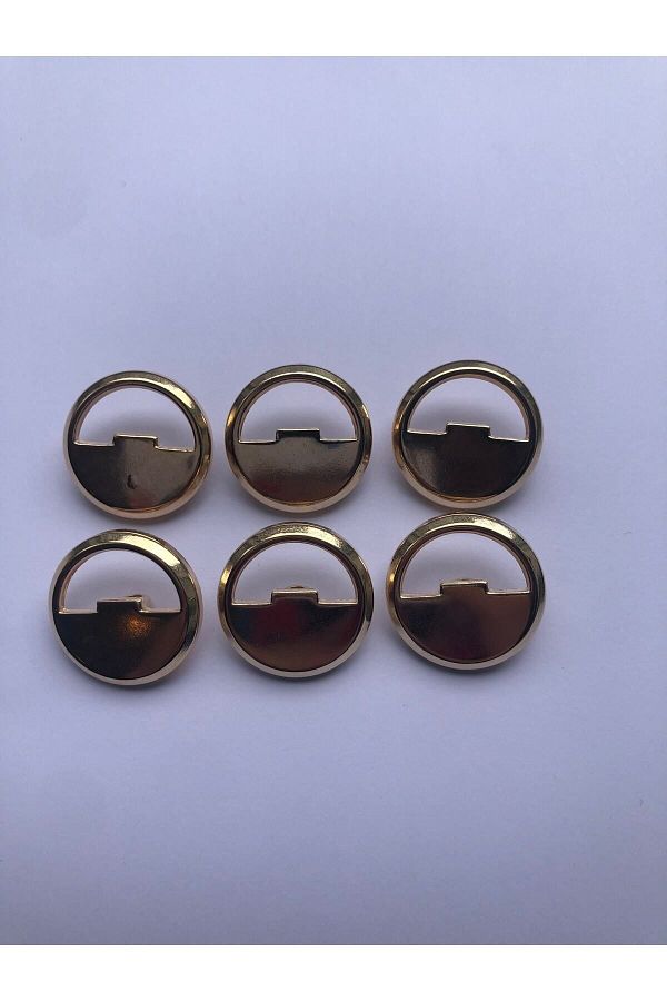 aensia-Light Gold Gold Circle Hollow Special Design Button Metal Button 36 Size Buttons - Pack of 6 Buttons 1