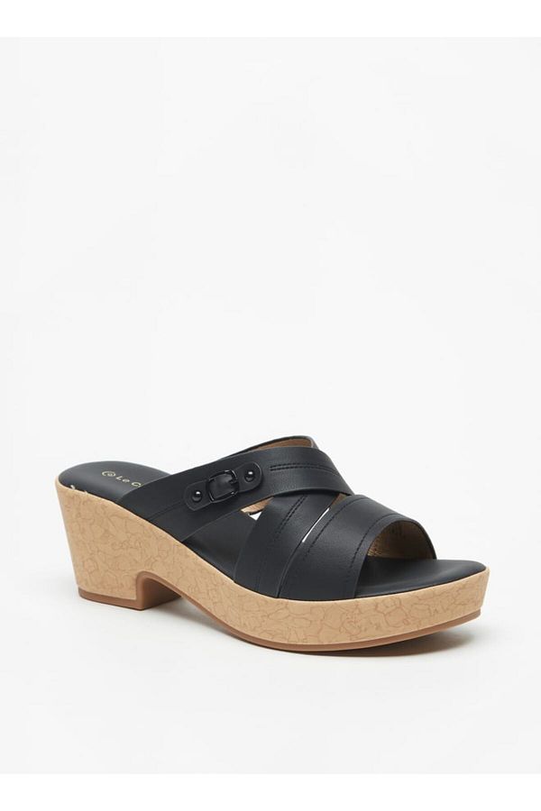 Le Confort-Cross Strap Slip-On Sandals with Platform Heels 1