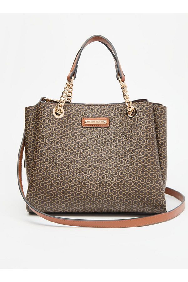 Celeste-All-Over Monogram Print Tote Bag with Detachable Strap and Magnetic Closure 1
