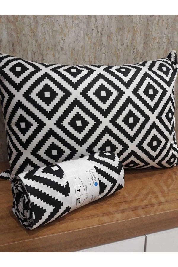 üntaş-Single Elastic Sheet +1 Pillow Case Diagonalblackwhite Ecdia1 1