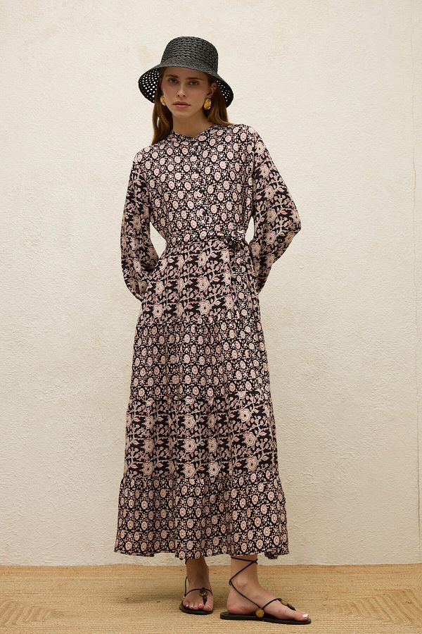 Manuka-Gaia Patterned Viscose Layered Dress 1