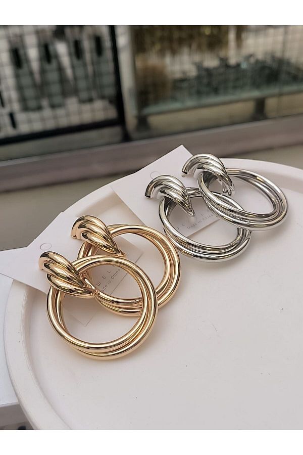 stil hatun aksesuar Gold Hoop Steel Earrings Silver Non Tarnish Earrings Hoop Earrings Trendyol