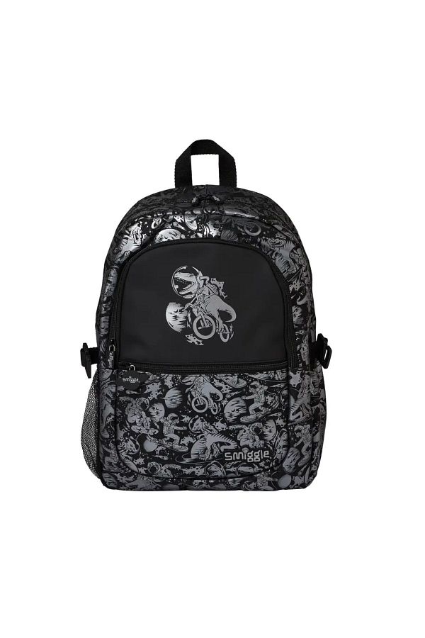 SMIGGLE-Embossed Shiny Printed School Backpack with Dinosaur Figure 1