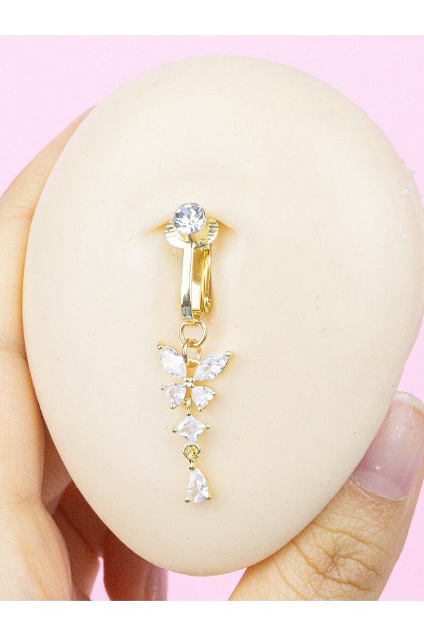 MORNEVA-Butterfly Pattern Non-Perforated Piercing - Dangle and Pinch Clip 1
