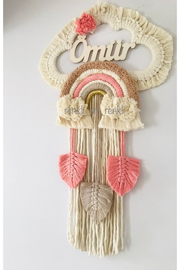 renkli mi renkli tasarım dünyası Makrome Isimli Kapı Süsü Bebek Odası Dekorasyon