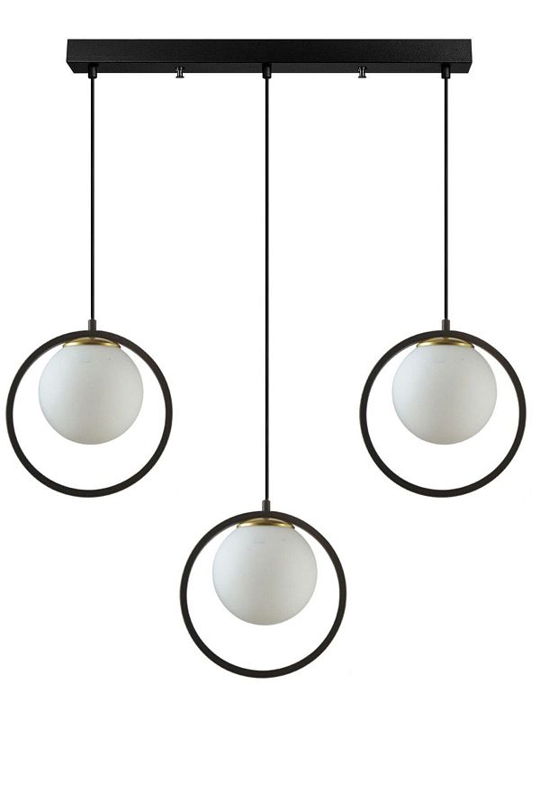 Fer Avize-Nina Modern Design Black Color White Glass Row 3 Living Room - Kitchen - Bedroom Chandelier 1
