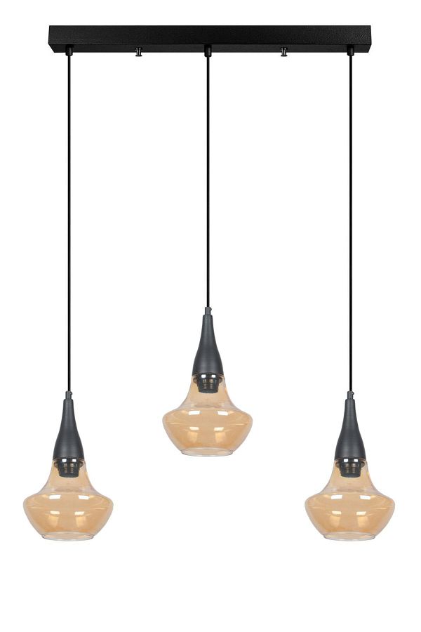 Fer Avize-Fora Special Design Living Room - Kitchen - Dining Table Top Row Honey Glass 3-Piece Chandelier 1