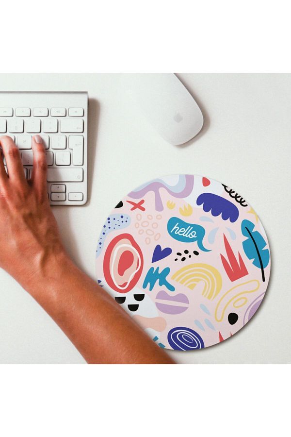 Hediyesepeti-Minimal Colorful Design Round Mousepad - Mouse pad - Mouse Pad 1