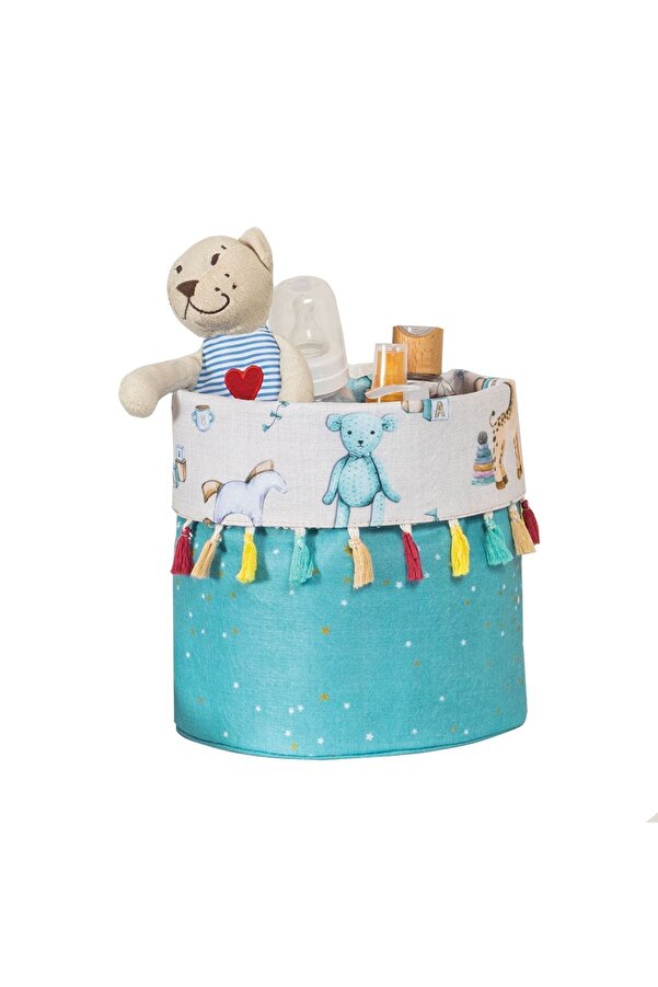 Faiend Baby Desenli Bebek Odası Yuvarlak Sepet
