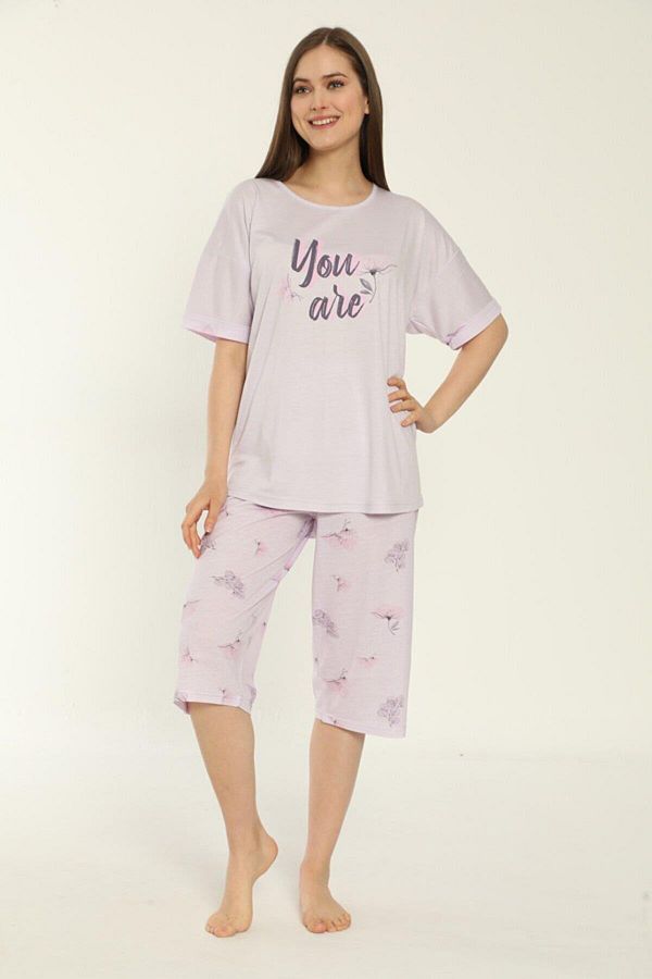 Estiva 22073 Women s Viscose Short Sleeve Capri Pajama Set Trendyol