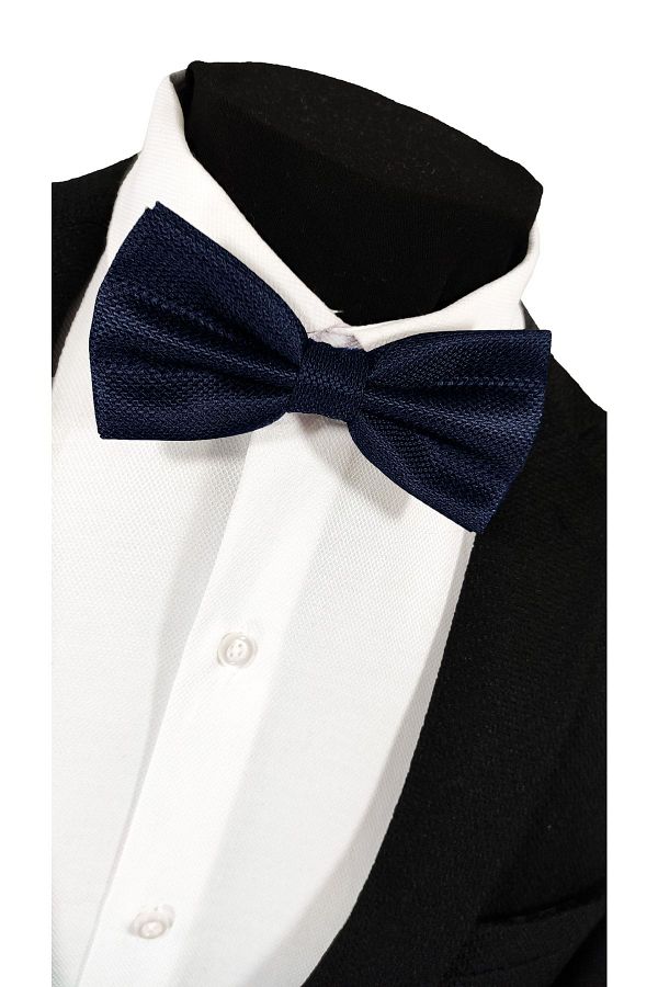 BLC Basic Line Co.-Navy Blue Color Dobby Bow Tie 1
