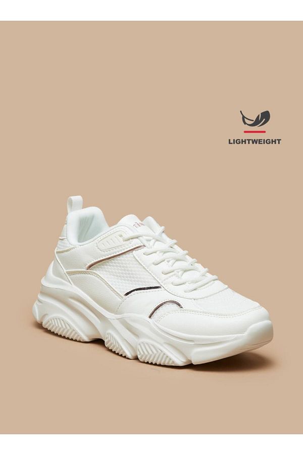Missy Chunky Lightweight Trainers with Metallic Detail and Lace Up Closure Trendyol