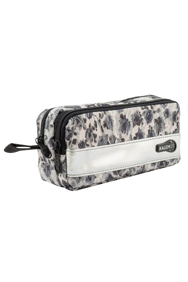 Kalemlig-Spring Double Canvas Fabric Two Compartment Pencil Case Model-06 1