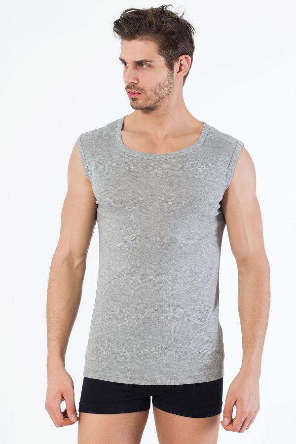 Siyah İnci-Tricou fără mâneci din bumbac gri 1