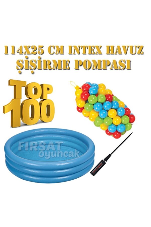 Fırsat Oyuncak Havuz 122x25 Cm Top Oyun Deniz Havuzu 100 Adet 6 Cm Top Pompa