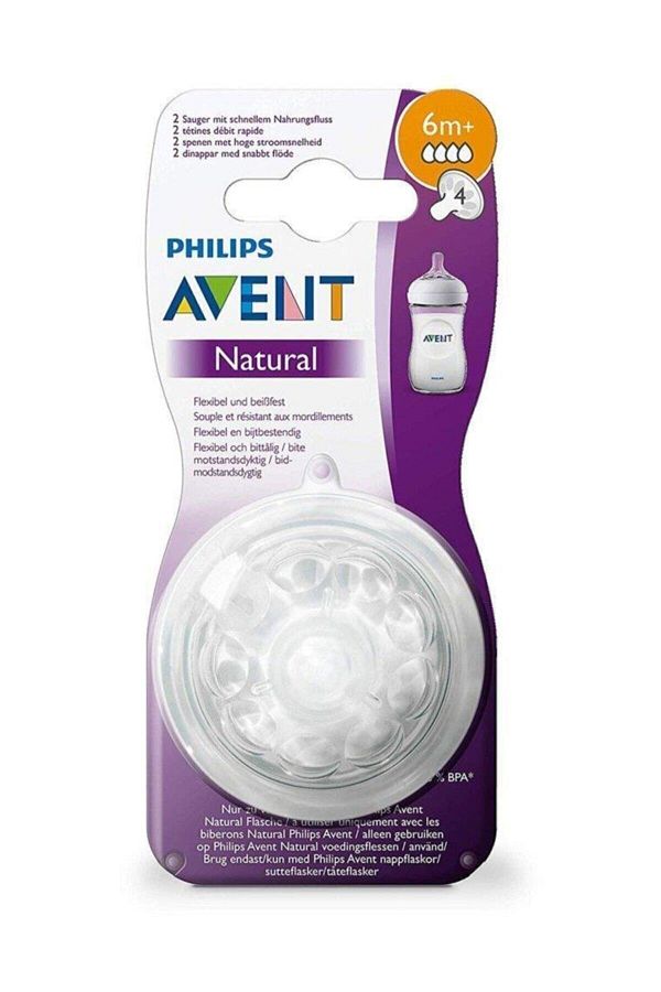 Philips Avent-حلمة رضاعة طبيعية سريعة التدفق 6 أشهر + 4 أرقام - 3 فتحات SCF 044/27 1