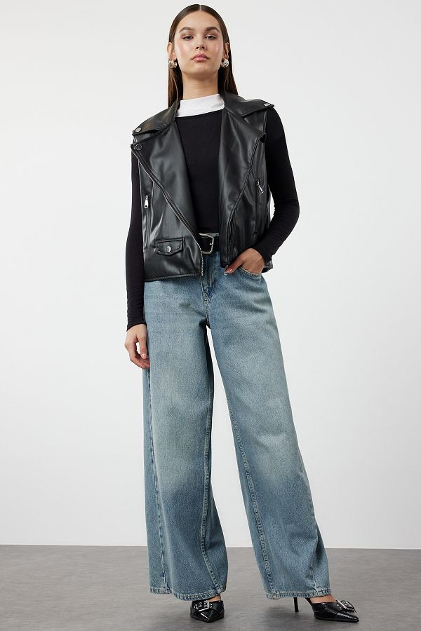 Faux leather biker vest hotsell
