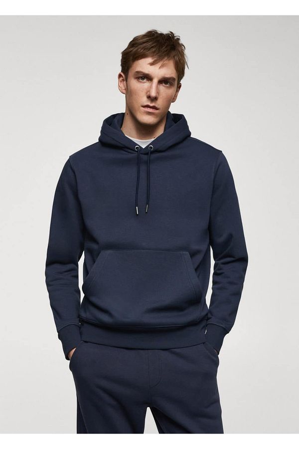 MANGO Man-Hooded Cotton Kangaroo Sweatshirt 1