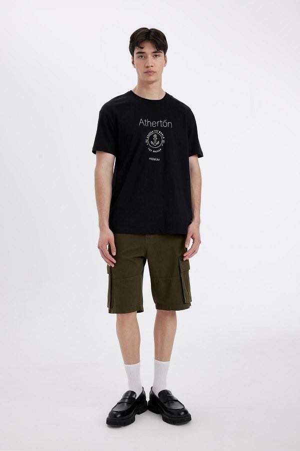 DeFacto-Relax Fit Gabardine Cargo-Bermudashorts mit geradem Bein C5382ax24sm 1