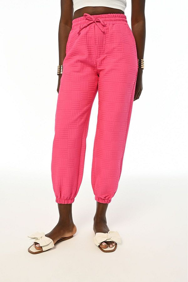 Orfeo Negro-Patterned and Embossed Kumash Pants with Elastic Waist 1