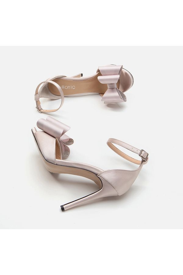 Hotic Women s Heeled Sandals Bone Color Trendyol