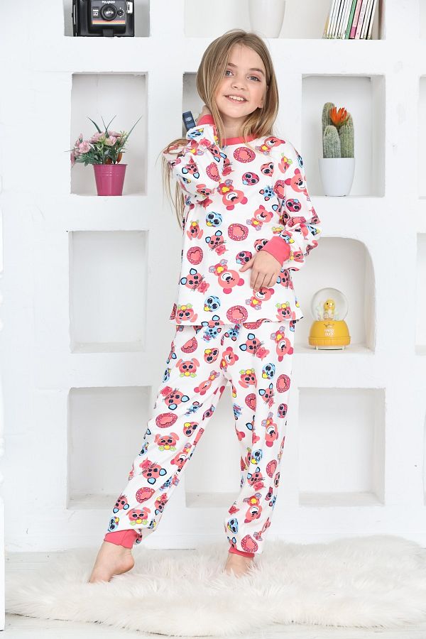 ANGELOS GIRLS 1 11 Years Girl s Emoji Printed Pajamas Set 4924 26 Trendyol