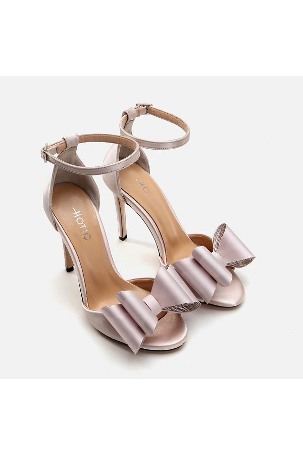 Hotic Women s Heeled Sandals Bone Color Trendyol