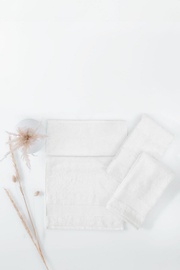 Yataş-Essentials 3-Piece Guest Towel Set Ecru - 30X50 cm 1