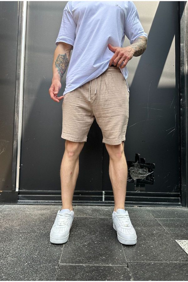 corfixman-Linen Shorts with Elastic Waist - Lace-up 1