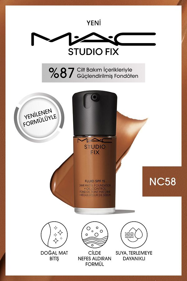 M.A.C-STUDIO FIX FLUID SPF 15 Matte Foundation - NC58 30 ML Demba5751 1