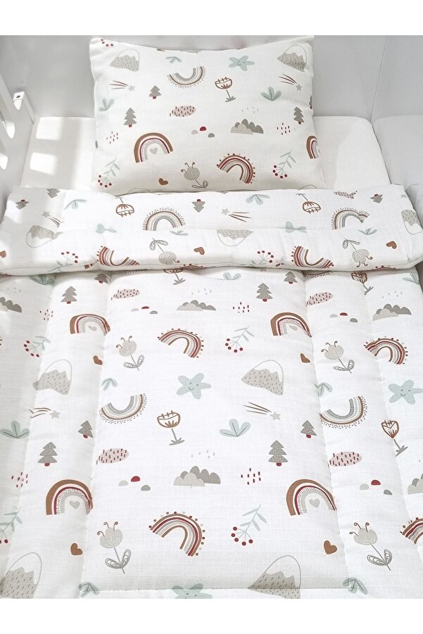Yada Baby %100 Organik Pamuk Müslin Kumaştan 3 Parça Bebek Yorganı Seti 70 X 120 Cm