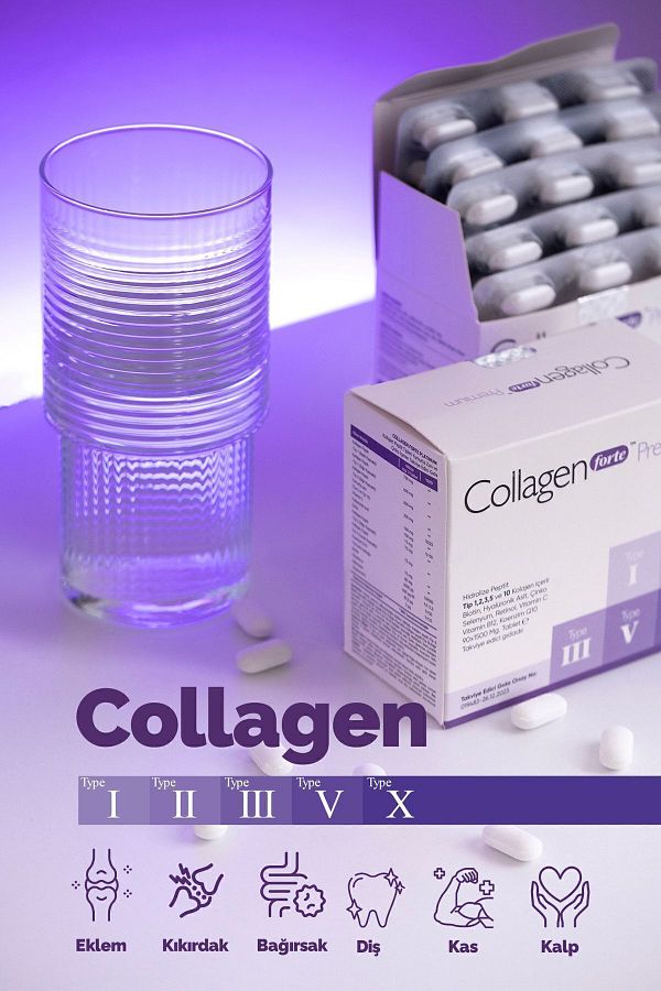 Collagen Forte Platinum-5 Type Premium Collagen 90 Tablets X 1500mg Biotin & Multivitamin 1