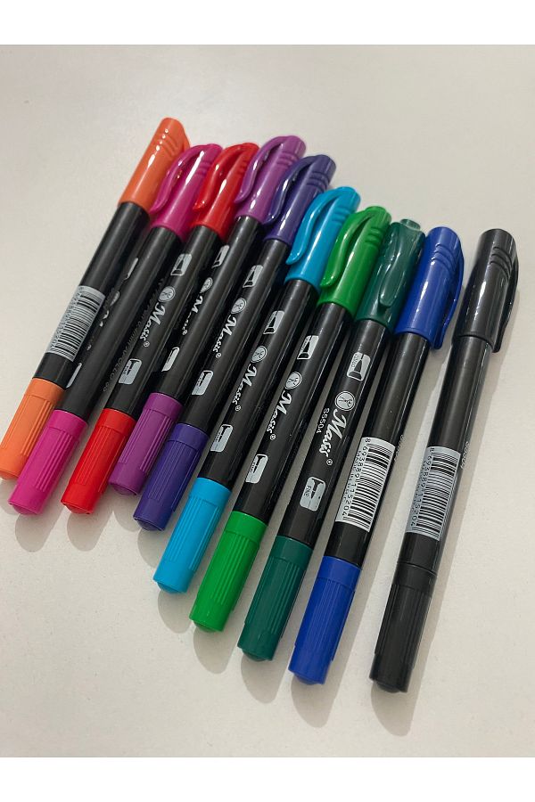 Masis-10 Pieces Double Sided Fineliner Felt Pen 1