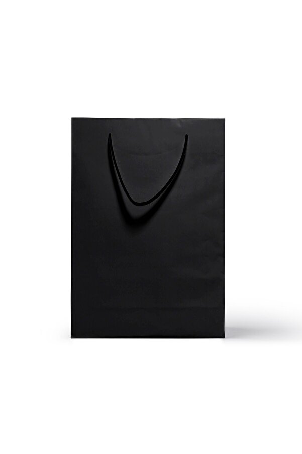 Balkan Siyah İpli Kağıt Alışveriş Çantası - 36x25x9cm (Hediyelik, Yılbaşı, Doğum Günü Karton Çanta)