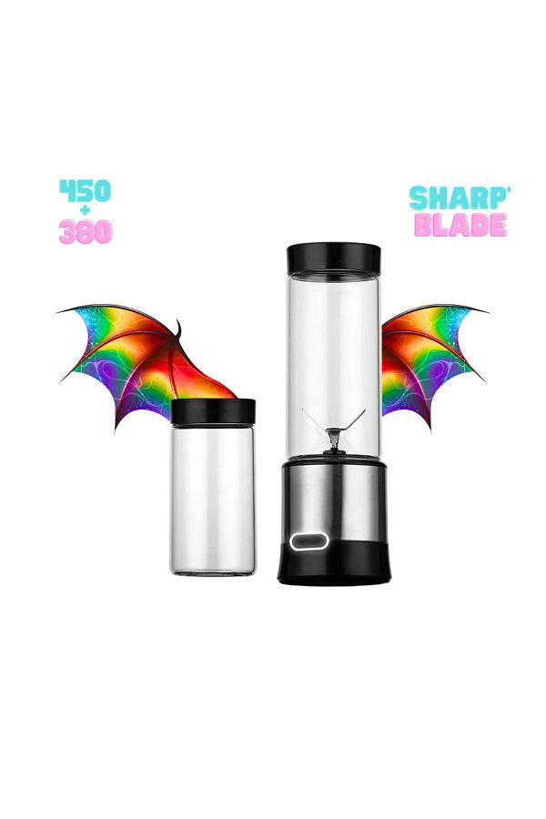 SKYLOONG-450Ml + 380Ml Portable Metal Personal Blender Shaken Smoothies Blender with Sharp Blade Extra Cup 1