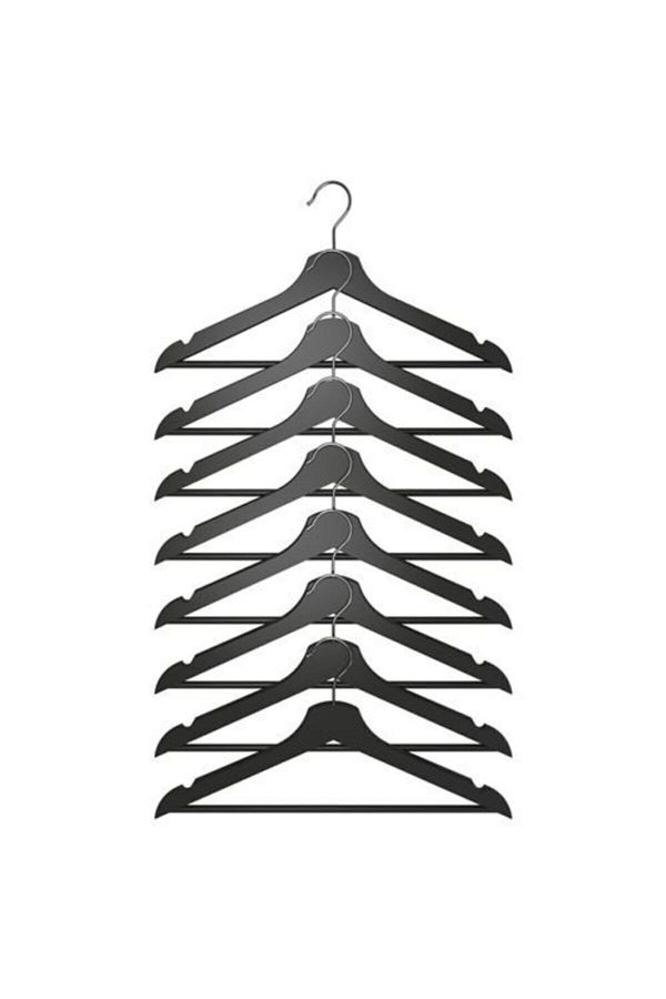 IKEA 8 Pieces Clothes Hangers Black Meridyendukkan Solid Wood 8 Piece Clothes Hanger Hanger 43cm 14 Mm Trendyol