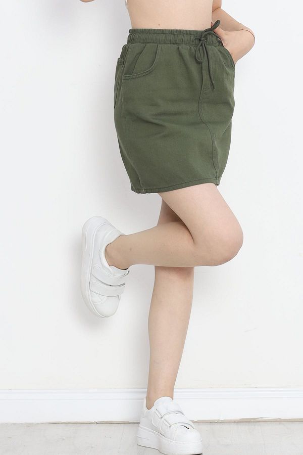 Khaki denim skirt knee length online