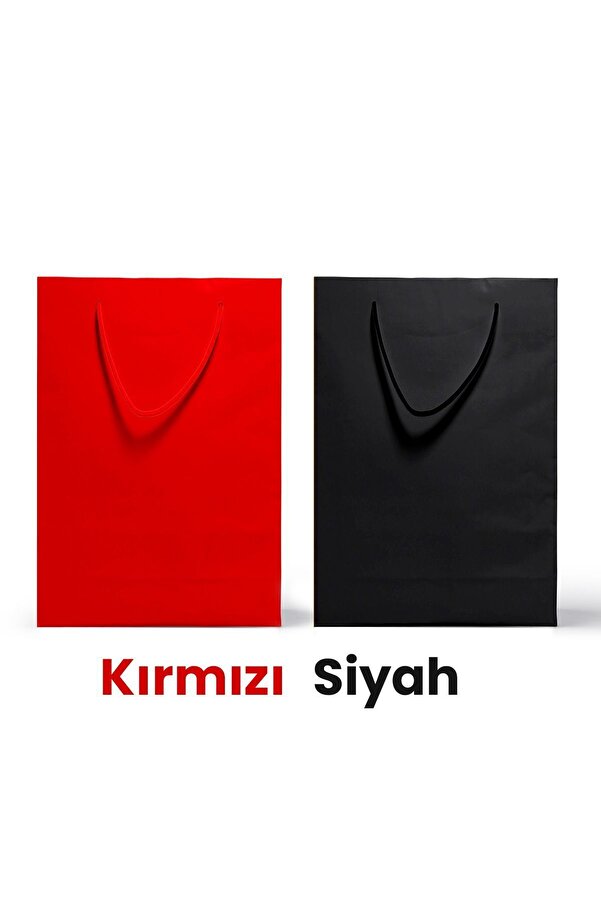 Balkan Kırmızı İpli Kağıt Alışveriş Çantası - 36x25x9cm Karton (Hediyelik, Yılbaşı, Doğum, Sevgililer Günü)