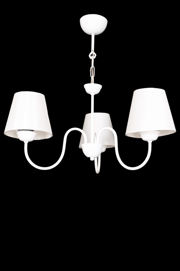 Fer Avize-Lampshade Modern Design Pendant Lamp White Body 3-Piece Chandelier with White Head 1