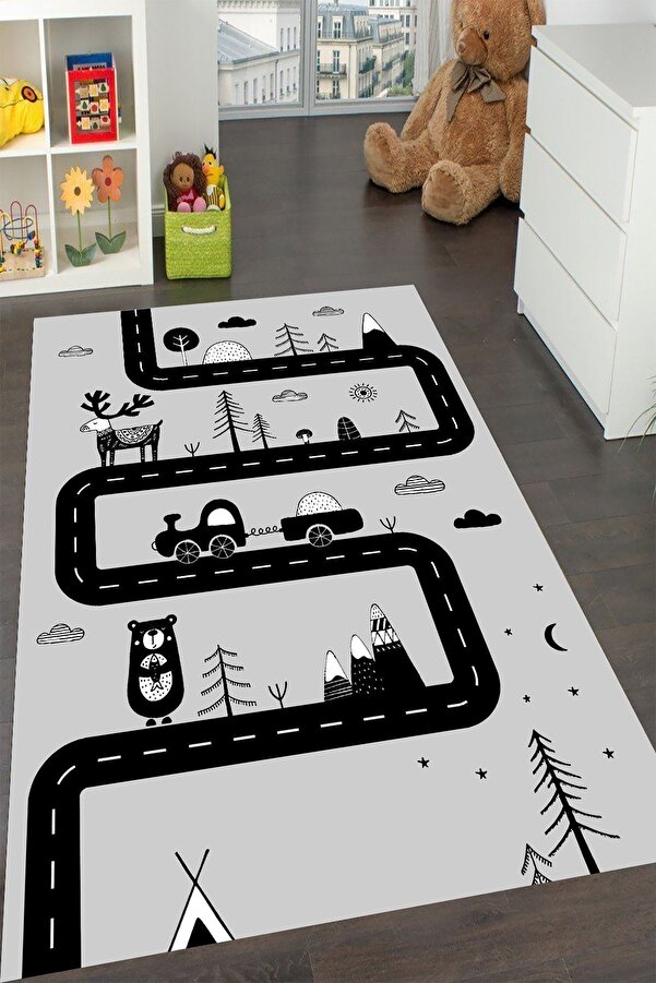 YTR HOME Makinede Yıkanabilir Kaymaz Taban Leke Tutmaz Eğitici Bebek Ve Çocuk Odası Halısı Oyun Matı