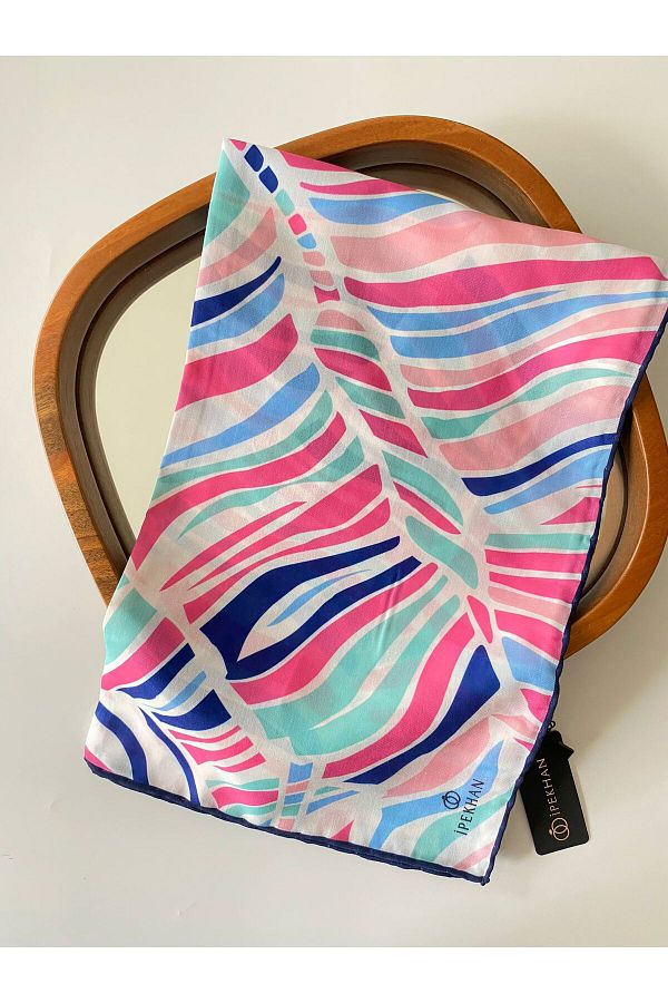 İpekhan-Thin Cotton Stripe Patterned Scarf 1