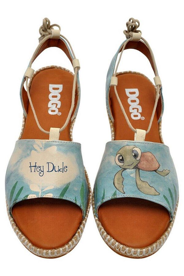 Dogo-Women's Vegan Leather Blue Lace-up Sandals - Caretta-hey Dude Design 1