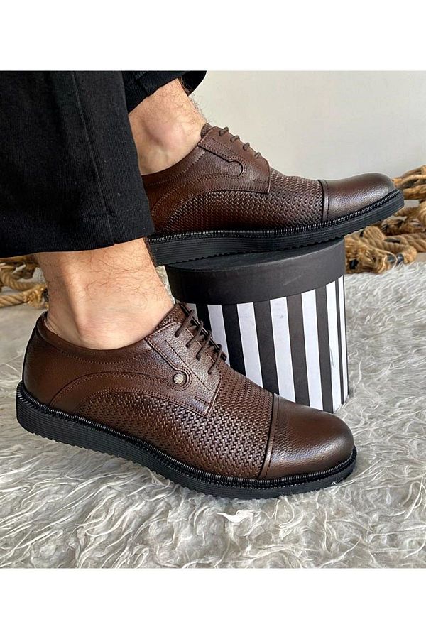 Ayakkab Bahcesi Classic Lace Up Brown Sports Sole Genuine Leather Orthopedic Casual Men s Shoes Trendyol