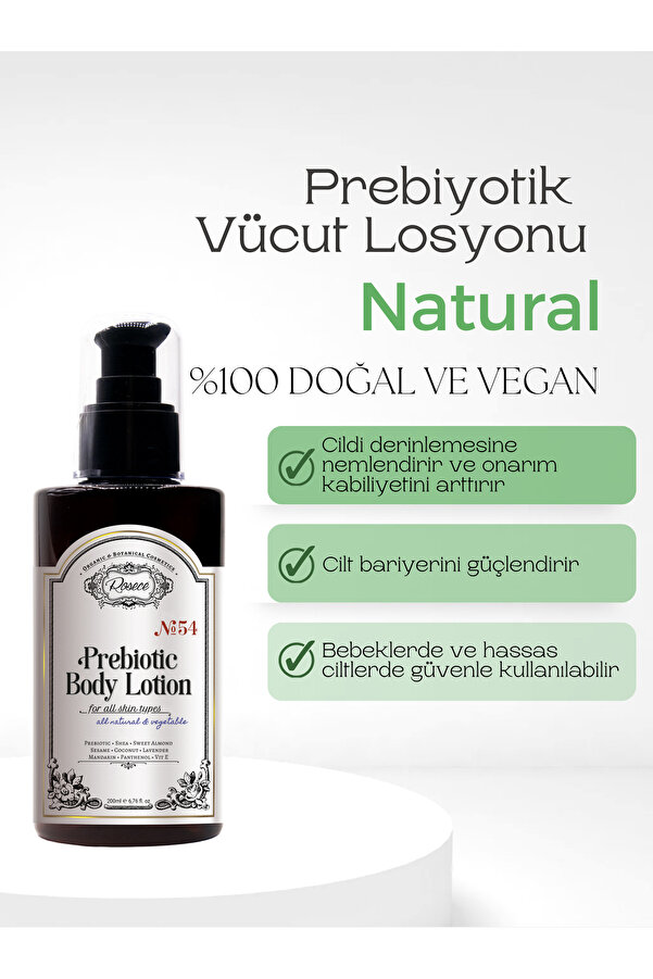 Rosece Prebiyotik Losyon El Ve Vücut | Hassas Ciltler Bebek Ve Çocuklar Için Doğal Nemlendirici | 200ml