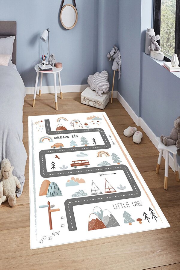 YTR HOME Makinede Yıkanabilir Kaymaz Taban Leke Tutmaz Eğitici Bebek Ve Çocuk Odası Halısı Oyun Matı
