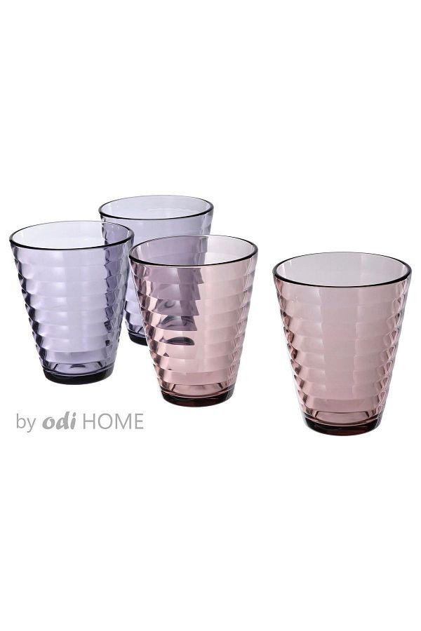 IKEA-4 Pieces Mixed Color Glass Cup Set Purple Lilac 340 ml 1