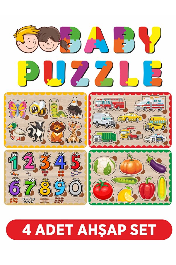 LİPYOS Sevimli Hayvanlar, Taşıtlar, Sebzeler ve Sayılar Ahşap Bultak Set