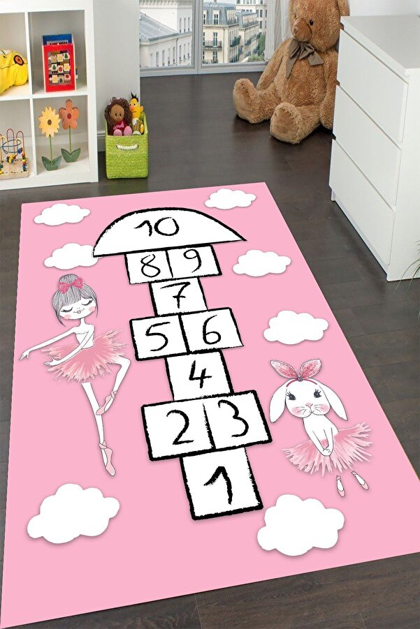 YTR HOME Makinede Yıkanabilir Kaymaz Taban Leke Tutmaz Eğitici Bebek Ve Çocuk Odası Halısı Oyun Matı