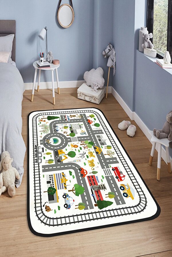 YTR HOME Makinede Yıkanabilir Kaymaz Taban Leke Tutmaz Eğitici Bebek Ve Çocuk Odası Halısı Oyun Matı